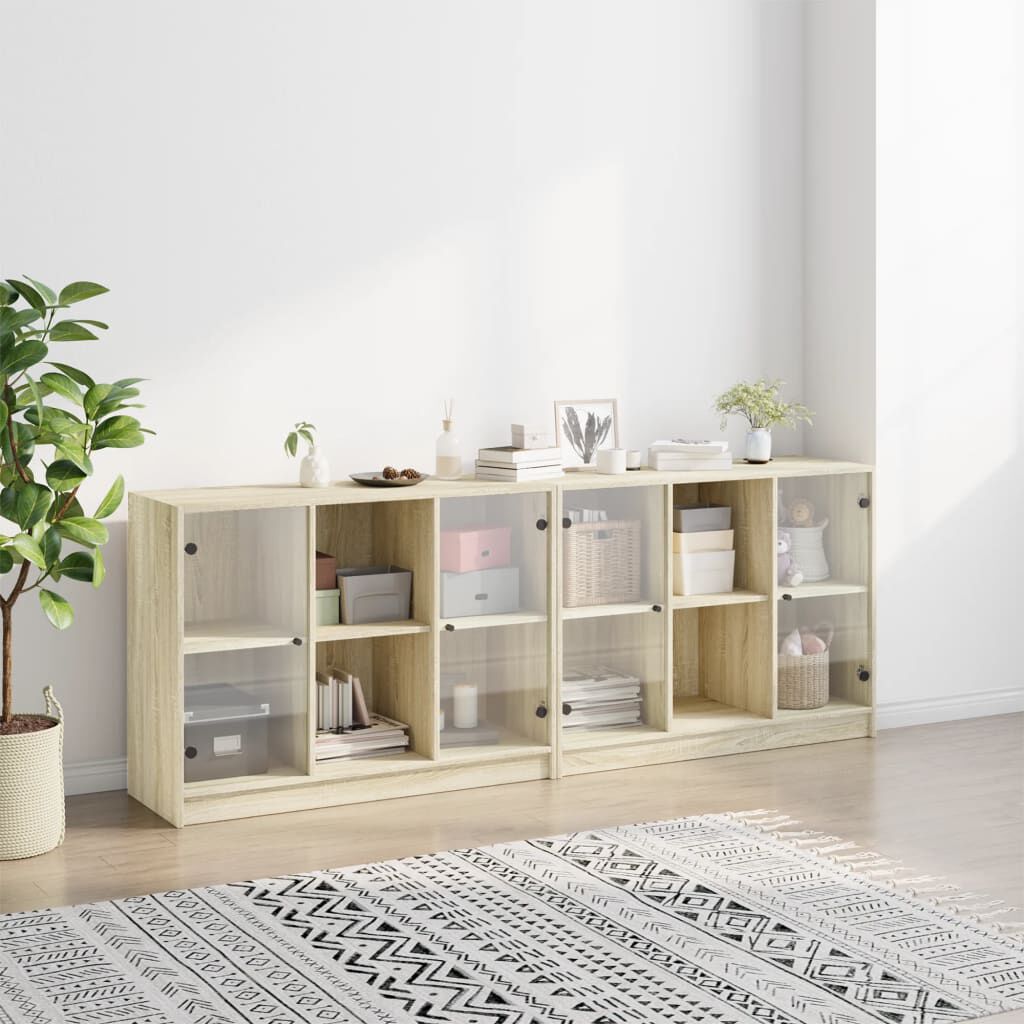 vidaXL Βιβλιοθήκη με Πόρτες Sonoma Δρυς 204x37x75 εκ. Επεξ. Ξύλο