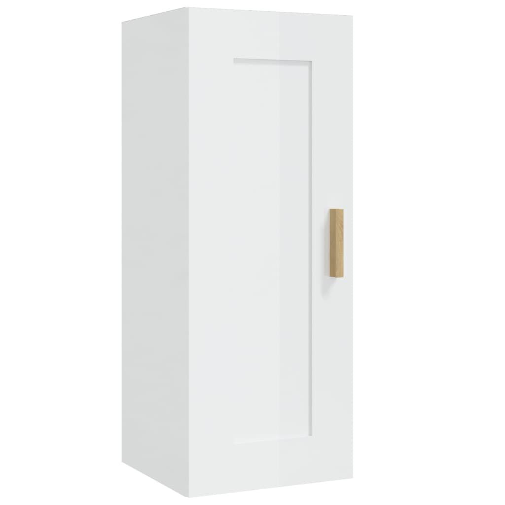 vidaXL Ντουλάπι Τοίχου Γυαλιστ. Λευκό 35x34x90 εκ. Επεξεργασμένο Ξύλο