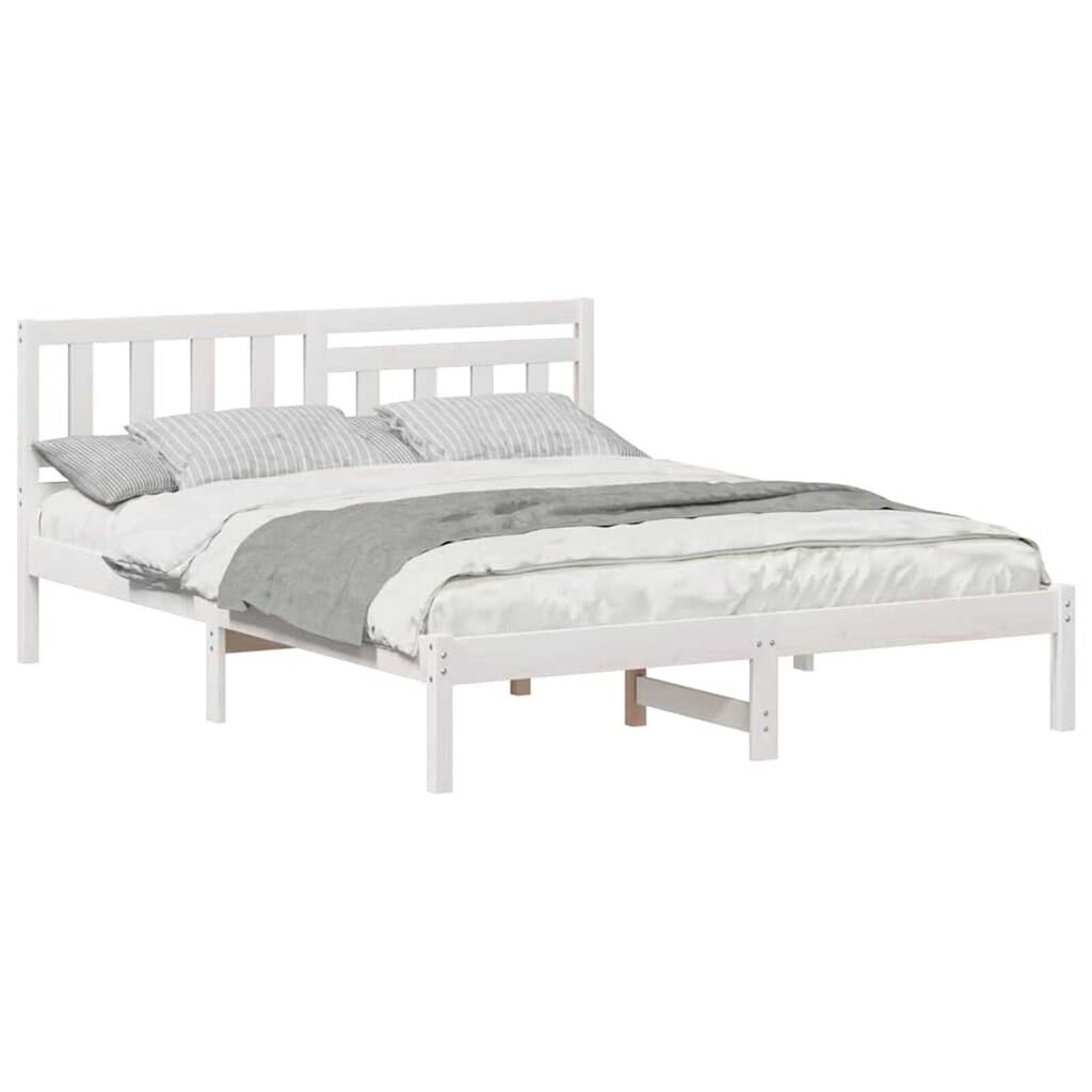 vidaXL Σκελετός Κρεβατιού Λευκό 140 x 200 cm Μασίφ ξύλο πεύκου