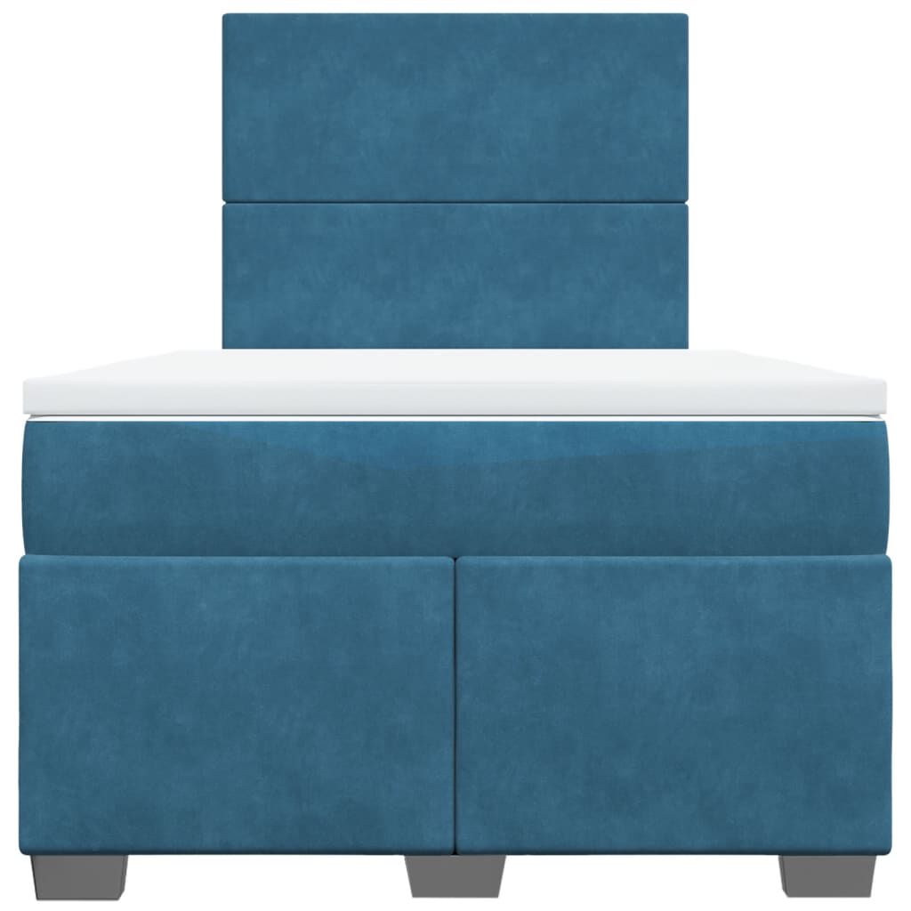vidaXL Κρεβάτι Boxspring με Στρώμα Μπλε 120x200 εκ. Βελούδινο