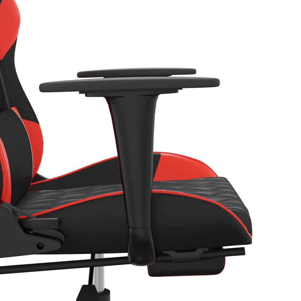 vidaXL Καρέκλα Gaming Μασάζ Υποπόδιο Μαύρο/Κόκκινο από Συνθετικό Δέρμα