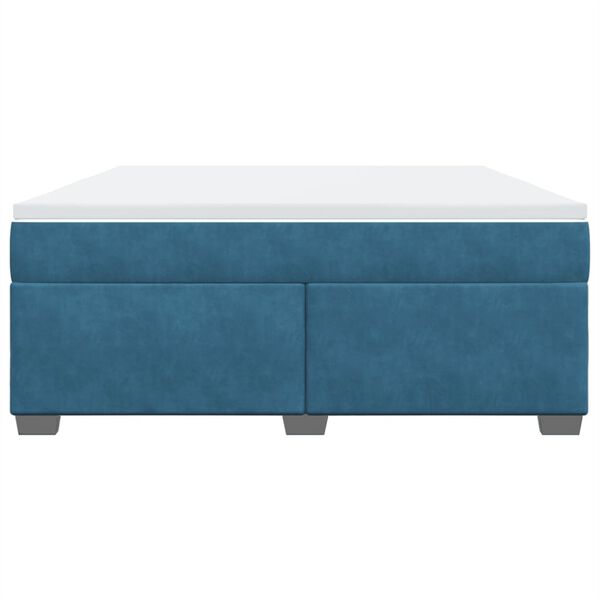 vidaXL Κρεβάτι Boxspring με Στρώμα Σκούρο Μπλε 180x200 εκ. Βελούδινο