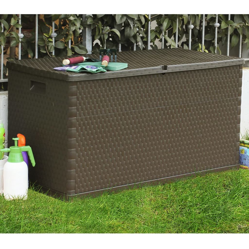 vidaXL Μπαούλο Αποθήκευσης Κήπου Καφέ 120 x 56 x 63 εκ. Πολυπροπυλένιο