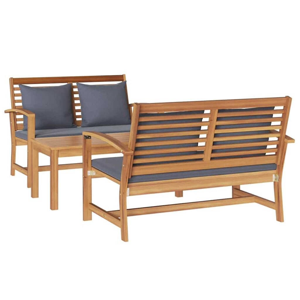 Σετ Καναπέ Κήπου 3 pcs Φυσικό Μασίφ ξύλο teak
