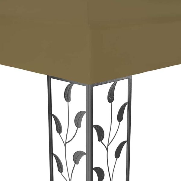 vidaXL Κιόσκι με Διπλή Οροφή και Φωτάκια LED Taupe 3 x 4 μ.