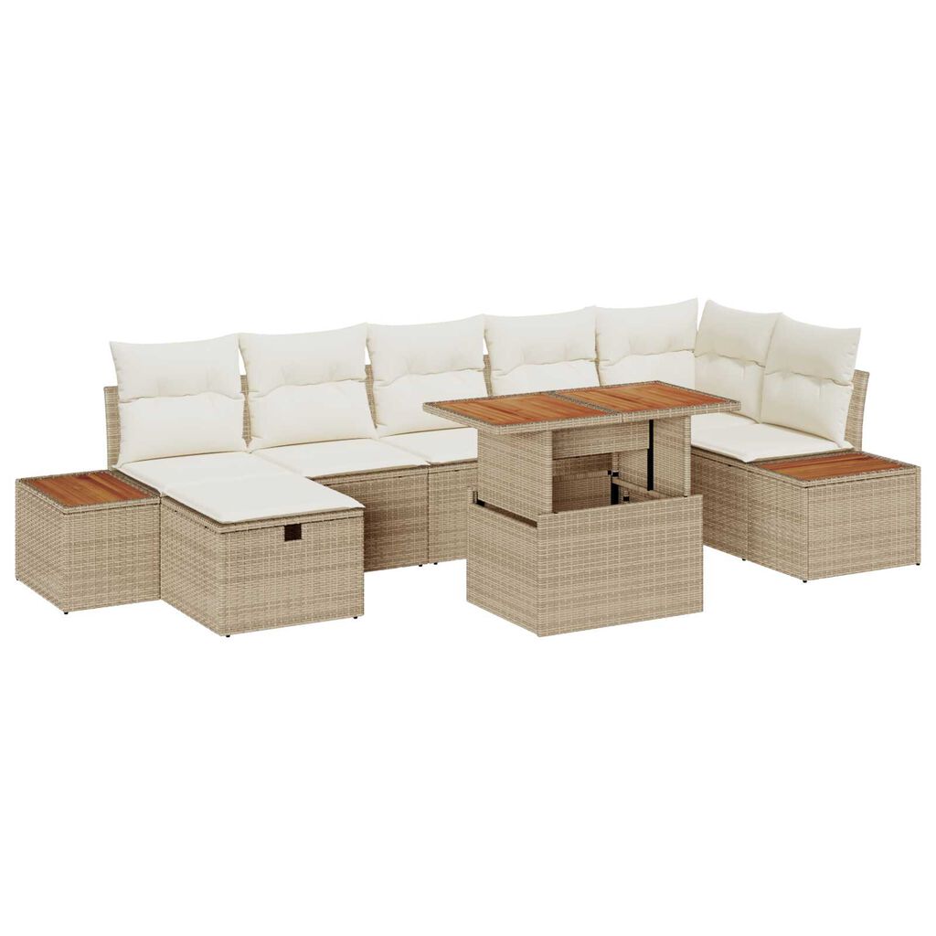 vidaXL Σετ Καναπέ Κήπου 8 pcs Μπεζ συνθετικό ρατάν