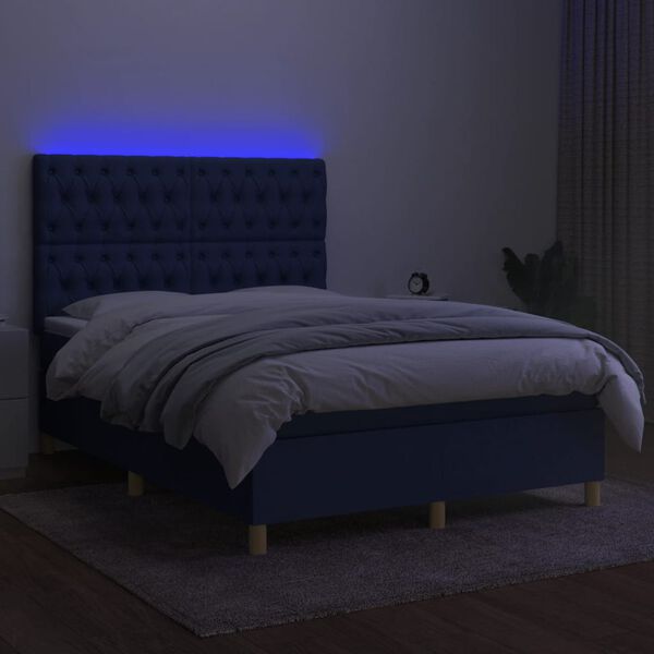 vidaXL &Kappa;&rho;&epsilon;&beta;ά&tau;&iota; Boxspring &mu;&epsilon; &Sigma;&tau;&rho;ώ&mu;&alpha; & LED &Mu;&pi;&lambda;&epsilon; 140x200 &epsilon;&kappa;. &Upsilon;&phi;&alpha;&sigma;&mu;ά&tau;&iota;&nu;&omicron;
