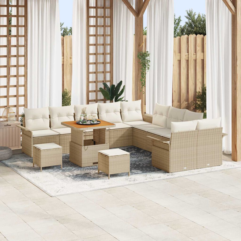 vidaXL Σετ Καναπέ Κήπου 13 pcs Μπεζ συνθετικό ρατάν