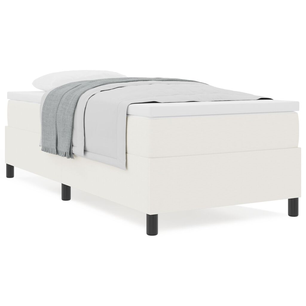 vidaXL Box Spring Bed με Στρώμα Κρέμα Μονό Ύφασμα Κορντουρό