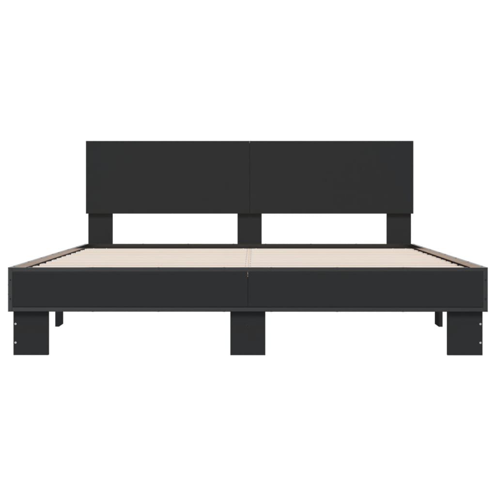 vidaXL Πλαίσιο Κρεβατιού Μαύρο 160 x 200 εκ. Επεξ. Ξύλο & Μέταλλο