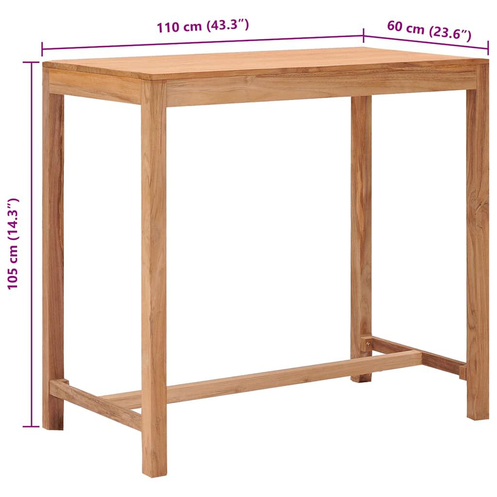 vidaXL Τραπέζι Μπαρ Κήπου 110 x 60 x 105 εκ. από Μασίφ Ξύλο Teak