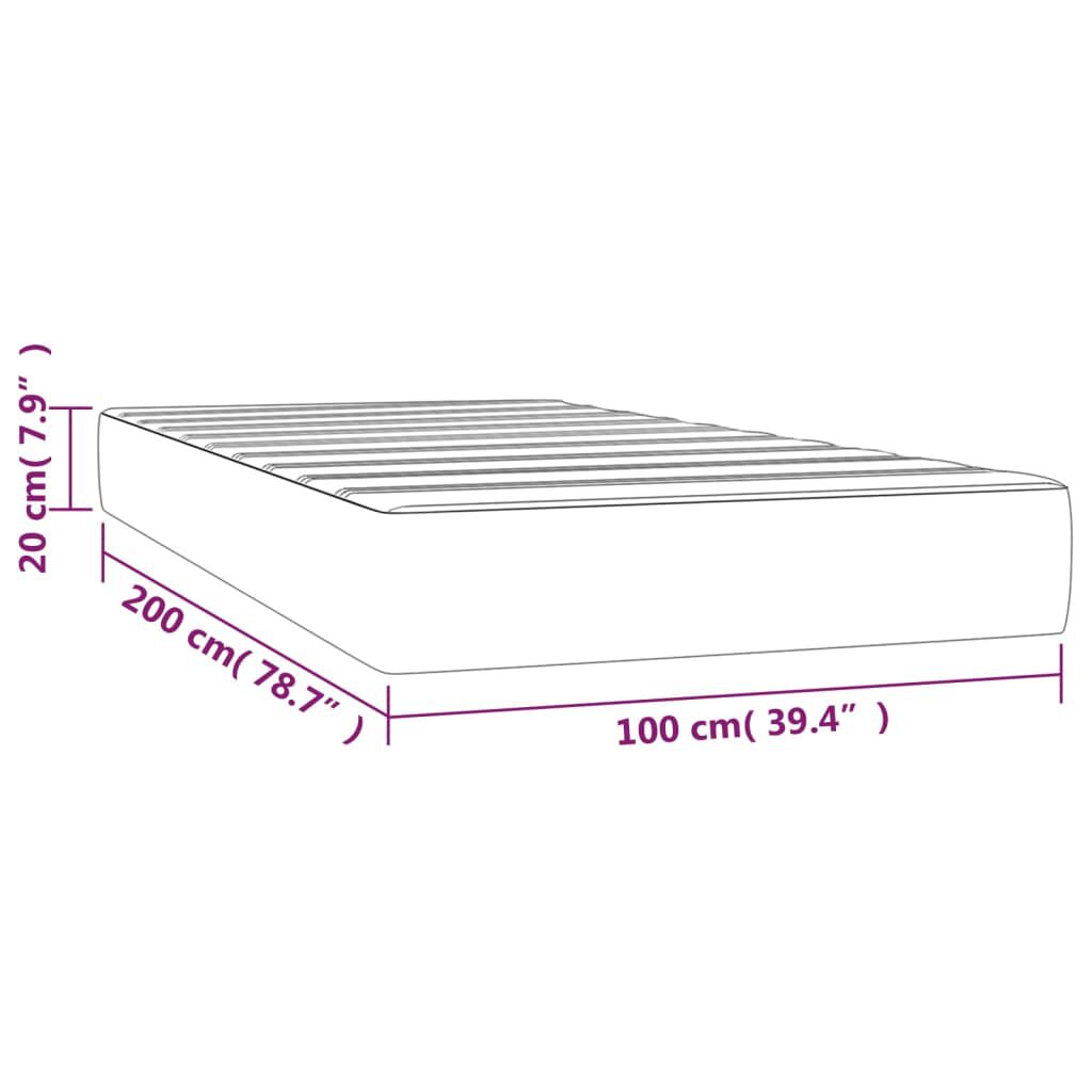 vidaXL Στρώμα με Pocket Springs Taupe 100x200x20 εκ. Υφασμάτινο