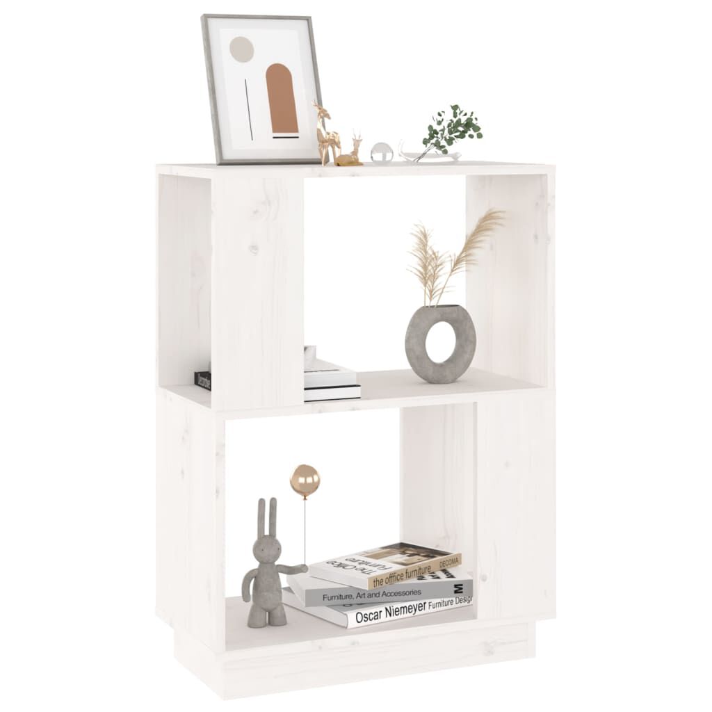 vidaXL Βιβλιοθήκη/Διαχωριστικό Χώρου Λευκό 51x25x70 εκ. Μασίφ Πεύκο