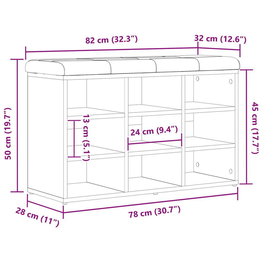 vidaXL Παγκάκι Αποθήκευσης Μαύρη Κέδρος 80x30x48 εκ. Συνθετικό Ξύλο