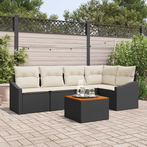 vidaXL Σετ Καναπέ Κήπου 6 pcs Μαύρο και λευκό