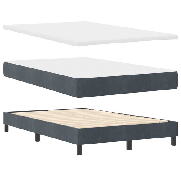 vidaXL Κρεβάτι Box Spring με Στρώμα Σκούρο Γκρι Μικρό Διπλό Βελούδινο