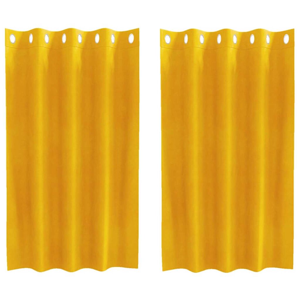 vidaXL Κουρτίνες 2 pcs κίτρινο μουσταρδί 140 x 140 cm Βελούδο