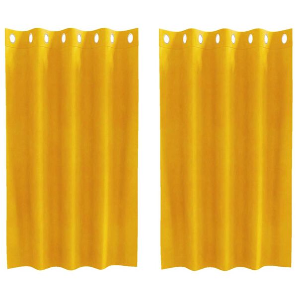 vidaXL Κουρτίνες 2 pcs κίτρινο μουσταρδί 140 x 140 cm Βελούδο