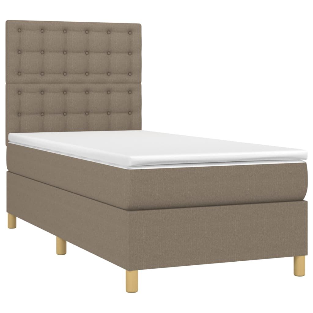 vidaXL Κρεβάτι Boxspring με Στρώμα Taupe 90x190 εκ.Υφασμάτινο