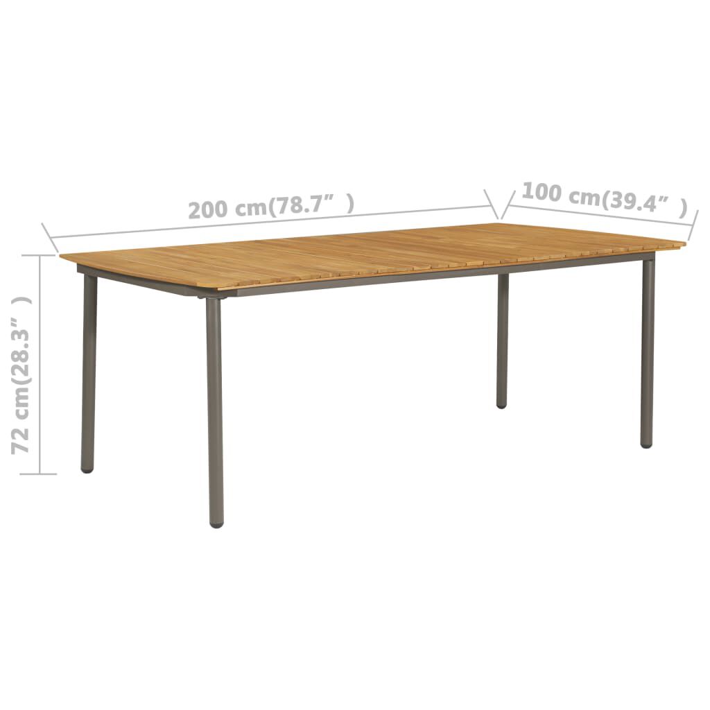 vidaXL Τραπέζι Κήπου 200 x 100 x 72 εκ. Μασίφ Ξύλο Ακακίας / Ατσάλι
