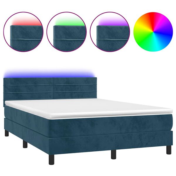 vidaXL &Kappa;&rho;&epsilon;&beta;ά&tau;&iota; Boxspring &mu;&epsilon; &Sigma;&tau;&rho;ώ&mu;&alpha; & LED &Sigma;&kappa;. &Mu;&pi;&lambda;&epsilon; 140x190&epsilon;&kappa;. &Beta;&epsilon;&lambda;&omicron;ύ&delta;&iota;&nu;&omicron;
