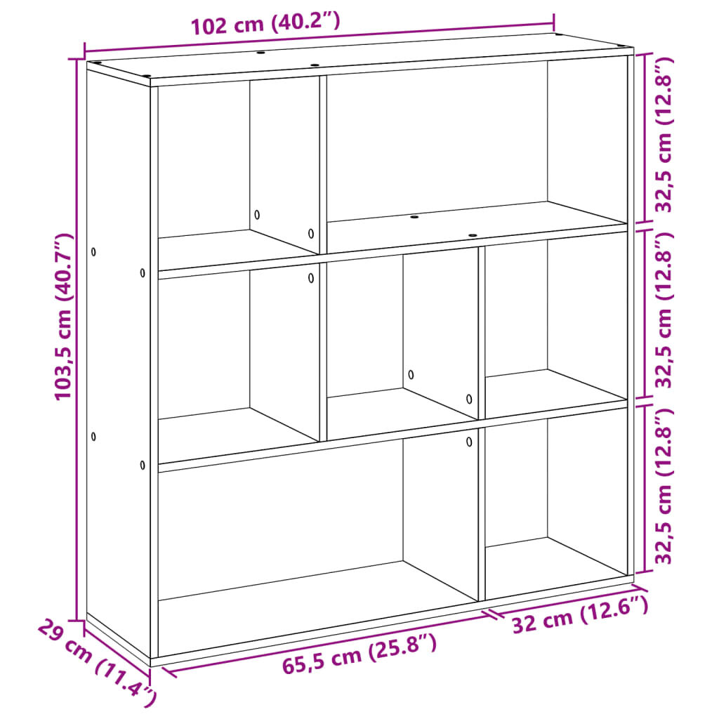 vidaXL Βιβλιοθήκη/Διαχωριστικό Χώρου Δρυς 102x29x103,5 εκ. Επεξ. Ξύλο