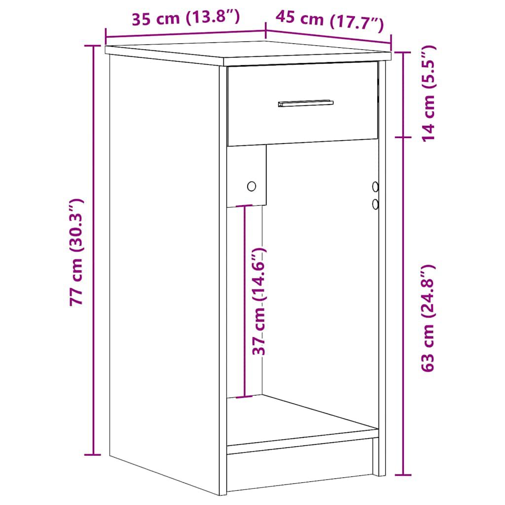 vidaXL Πύργος υπολογιστή με συρτάρι Μαύρο 35x45x77 cm