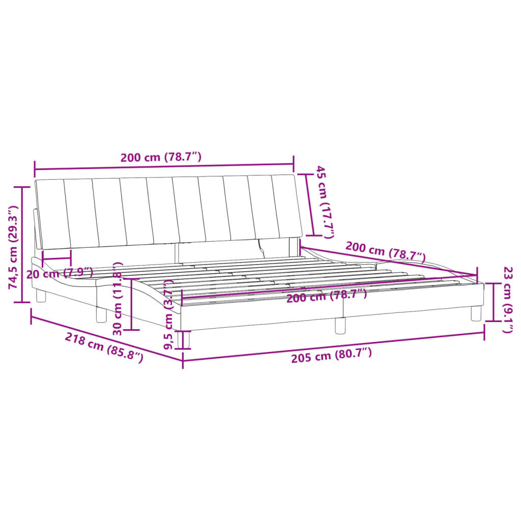 vidaXL Πλαίσιο Κρεβατιού με LED Ροζ 200x200 εκ. Βελούδινο
