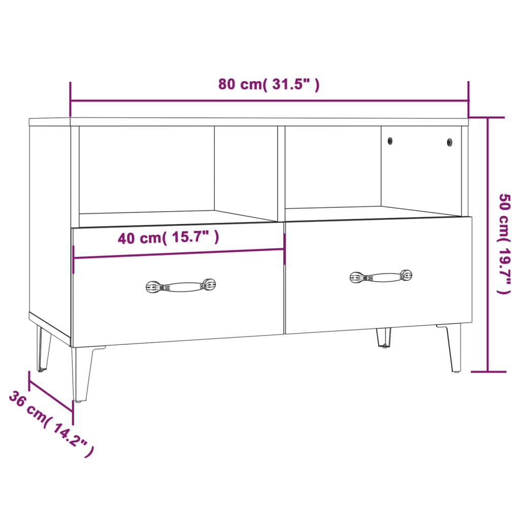 vidaXL Έπιπλο Τηλεόρασης Sonoma Δρυς 80x36x50 εκ. Επεξεργασμένο Ξύλο