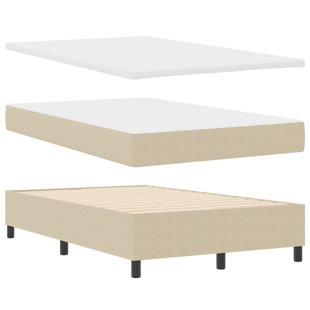 vidaXL Κρεβάτι Box Spring με Στρώμα Λευκό Γκρι 120x200 εκ. Ύφασμα Κοτλέ