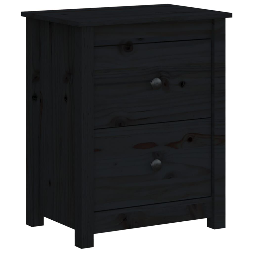 vidaXL Κομοδίνο Μαύρο 50 x 35 x 61,5 εκ. από Μασίφ Ξύλο Πεύκου