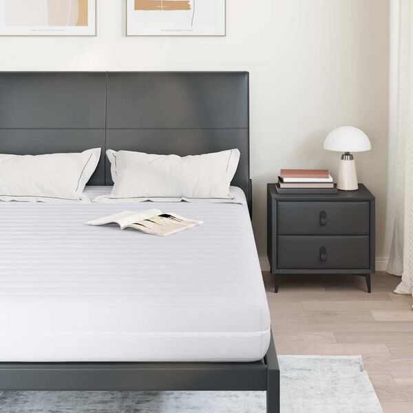 vidaXL Στρώμα με Στρώση Καρύδας Λευκό 140 x 190 cm Τσέπες ελατηρίων