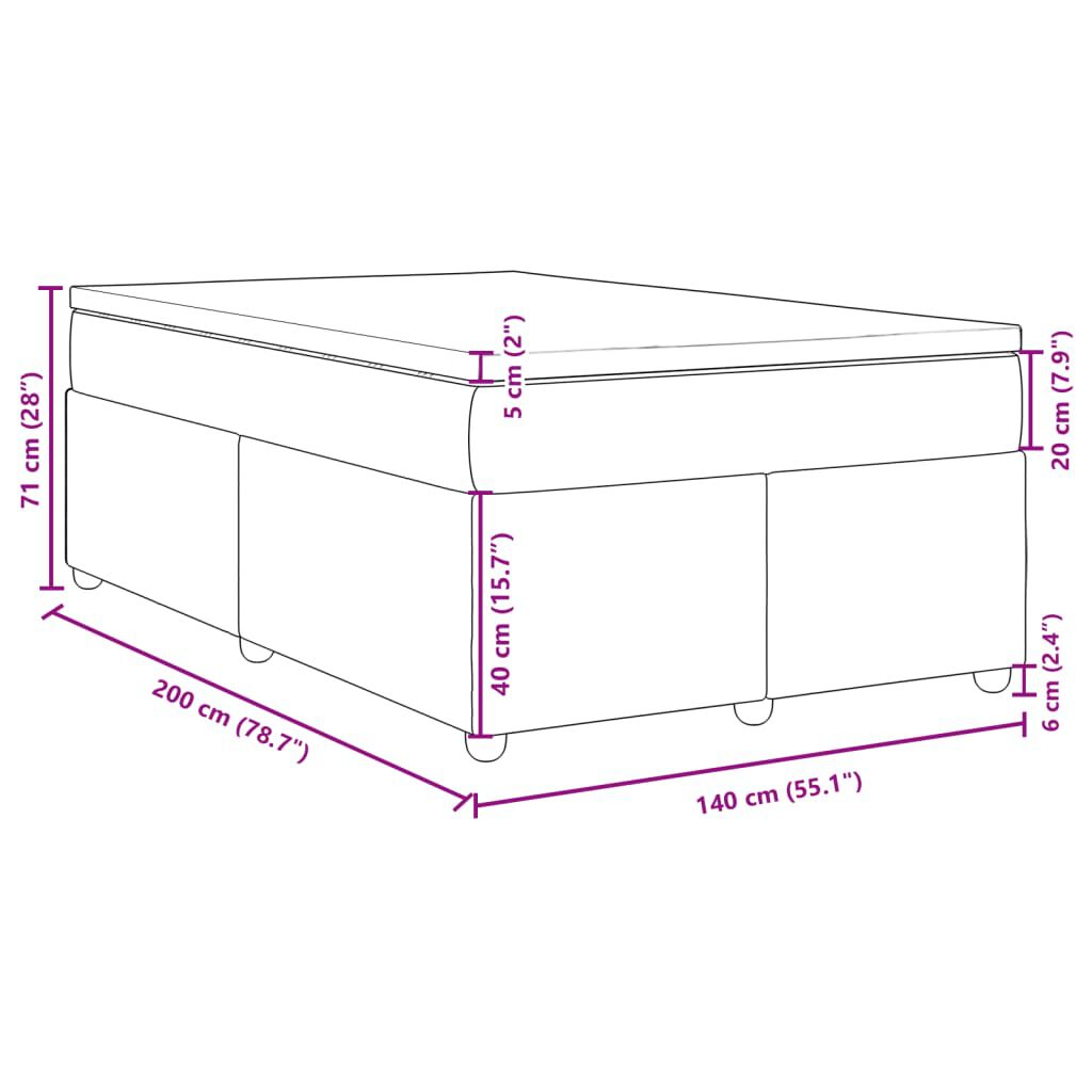 vidaXL Κρεβάτι Boxspring με Στρώμα Κρεμ 140x200 εκ. Υφασμάτινο