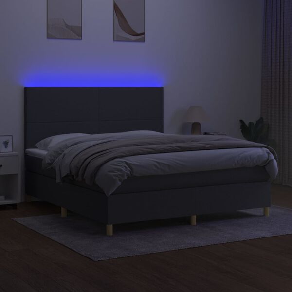 vidaXL &Kappa;&rho;&epsilon;&beta;ά&tau;&iota; Boxspring &mu;&epsilon; &Sigma;&tau;&rho;ώ&mu;&alpha; & LED &Sigma;&kappa;.&Gamma;&kappa;&rho;&iota; 180x200 &epsilon;&kappa; &Upsilon;&phi;&alpha;&sigma;&mu;ά&tau;&iota;&nu;&omicron;