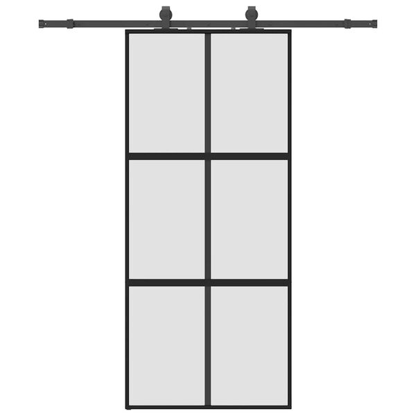 vidaXL Συρόμενη πόρτα με σετ υλικού Μαύρο 90x205 cm γυαλί μετριασμένο