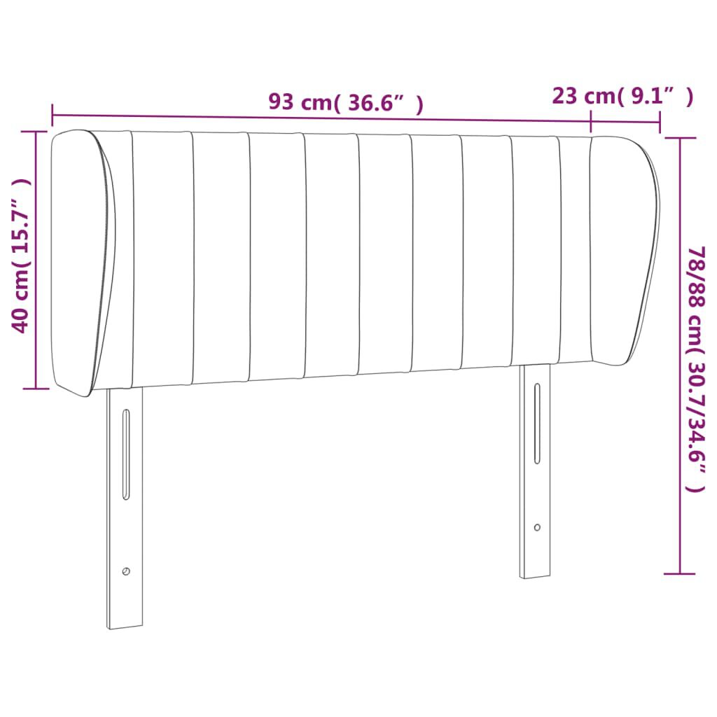 vidaXL Κεφαλάρι με Πτερύγια Σκούρο Μπλε 93x23x78/88 εκ. Βελούδινο