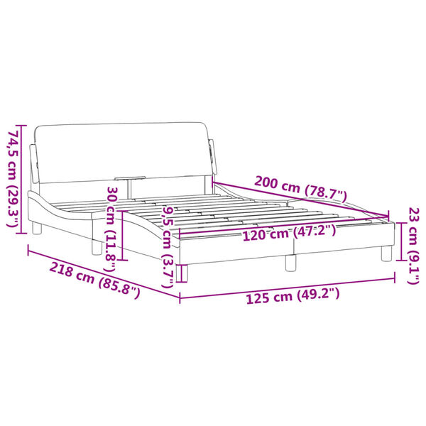 vidaXL Πλαίσιο Κρεβατιού με Κεφαλάρι Μπλε 120x200 εκ. Βελούδινο