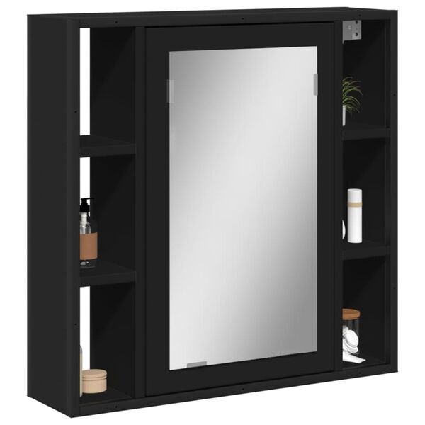 vidaXL Καθρέφτης Μπάνιου με Ντουλάπι Μαύρος 60x16x60 εκ. Επεξ. Ξύλο