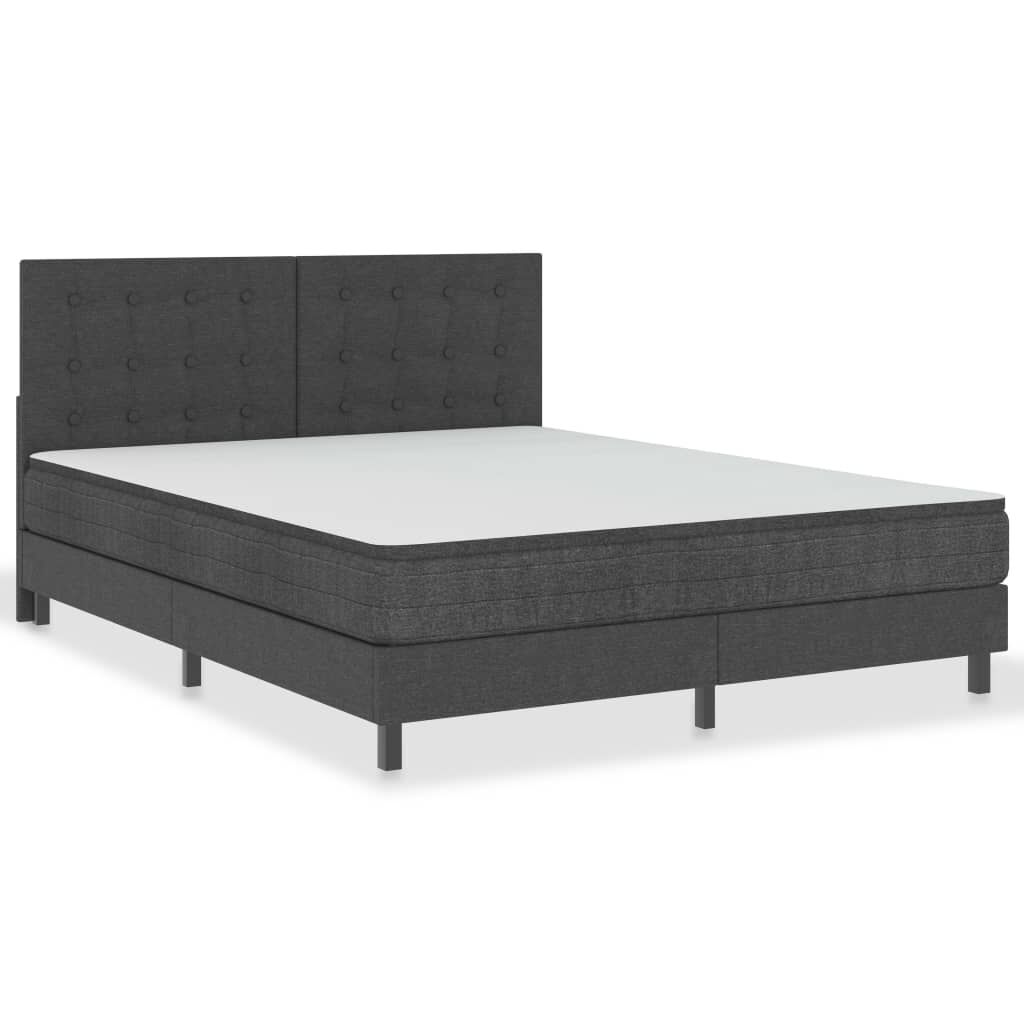 vidaXL Κρεβάτι Boxspring Σκούρο Γκρι 180 x 200 εκ. Υφασμάτινο