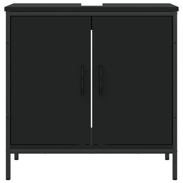 vidaXL Ντουλάπι Νιπτήρα Μπάνιου Μαύρο 60x30x60 εκ. Επεξεργασμένο Ξύλο