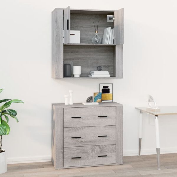 vidaXL Ντουλάπι Τοίχου Γκρι Sonoma 80x33x80 εκ. Επεξεργασμένο Ξύλο
