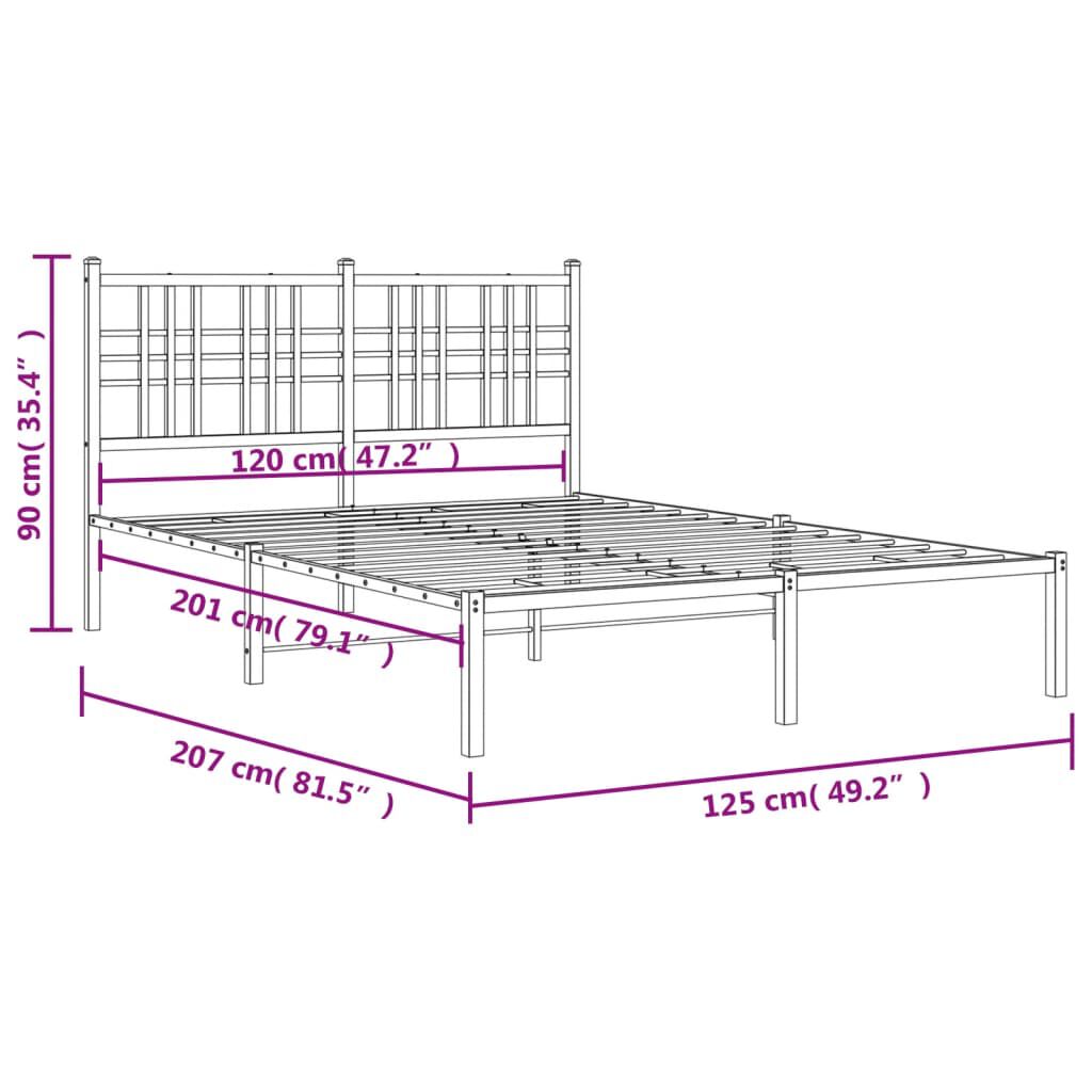 vidaXL Πλαίσιο Κρεβατιού με Κεφαλάρι Μαύρο 120 x 200 εκ. Μεταλλικό