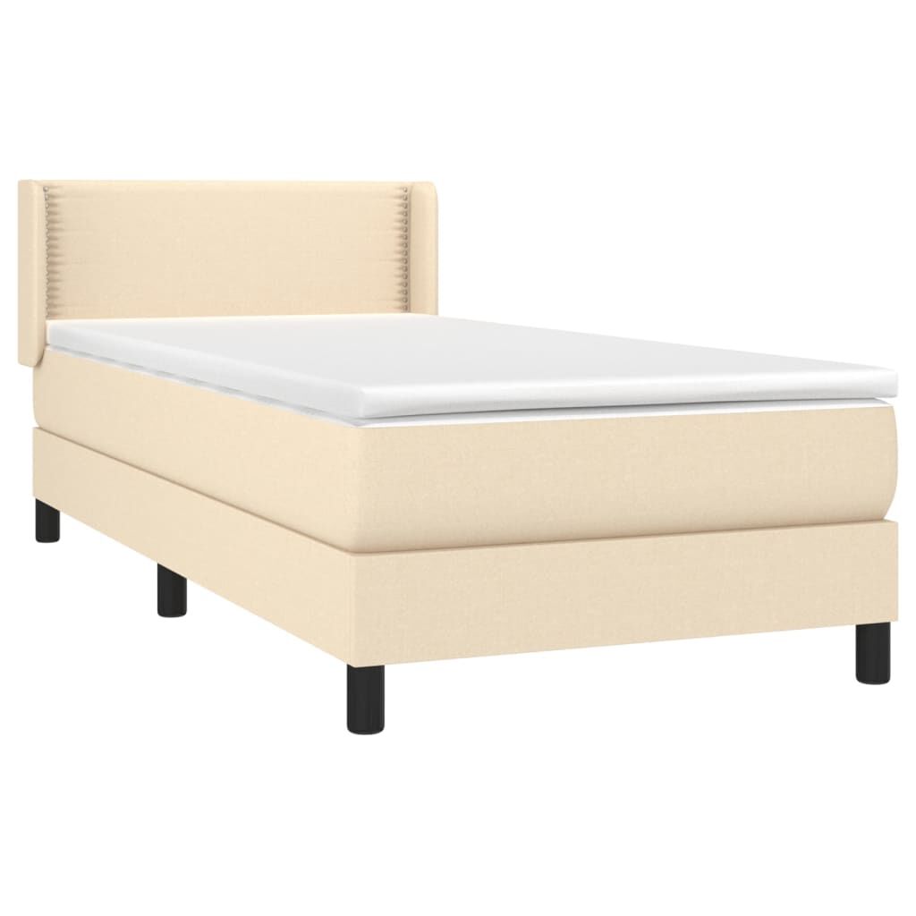vidaXL Κρεβάτι Boxspring με Στρώμα Κρεμ 100 x 200 εκ. Υφασμάτινο