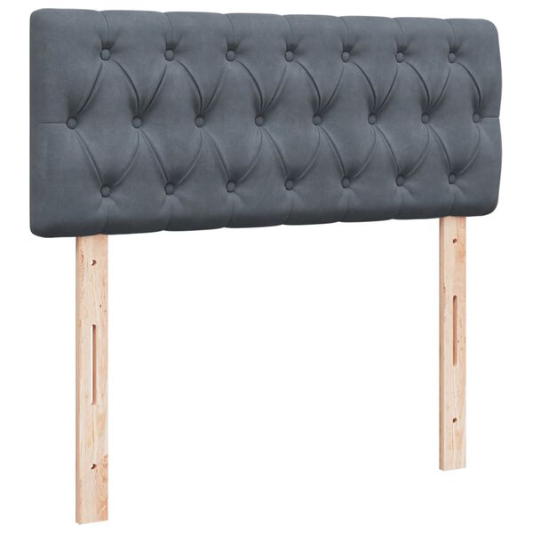 vidaXL Κρεβάτι Boxspring με Στρώμα Σκούρο Γκρι 120x190 εκ. Βελούδινο