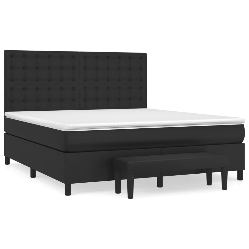 vidaXL Κρεβάτι Boxspring με Στρώμα Μαύρο 180x200εκ.από Συνθετικό Δέρμα