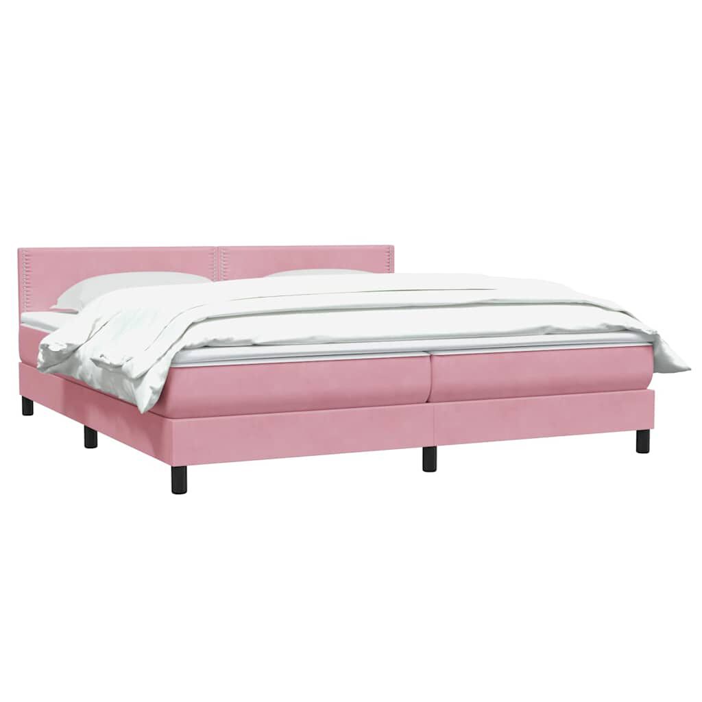 vidaXL Box Spring κρεβάτι με στρώμα ροζ 180x220 cm Βελούδινο