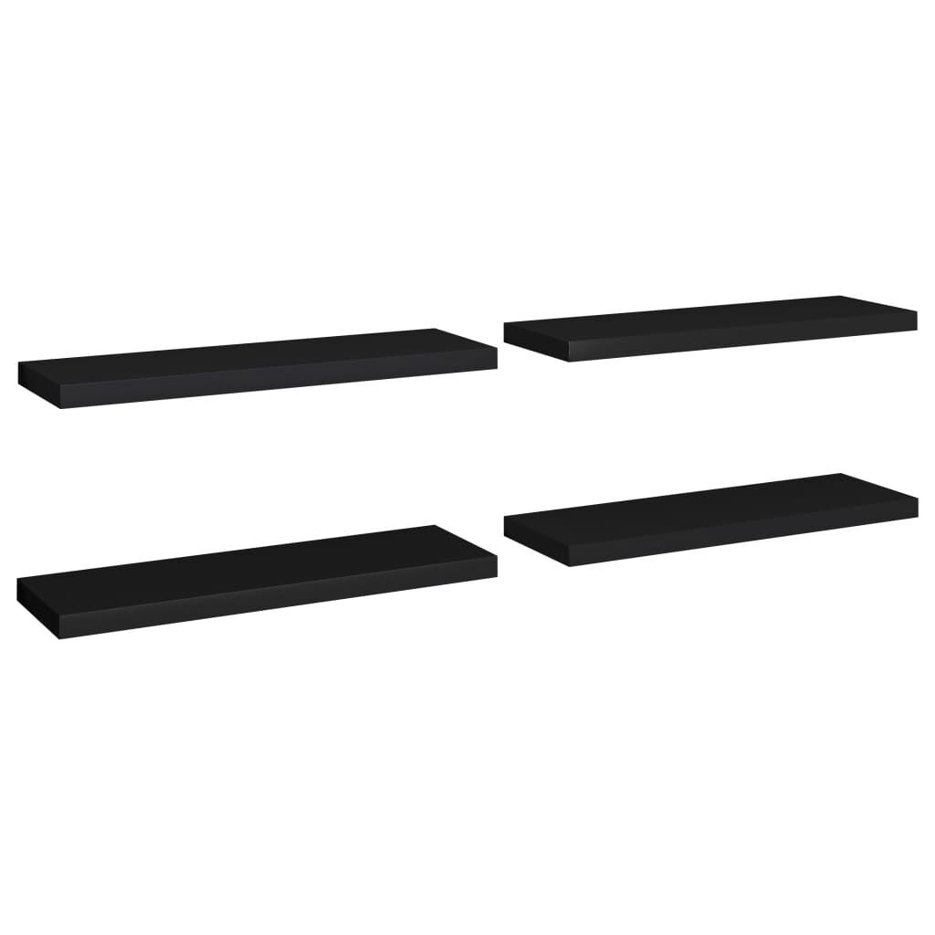 vidaXL Ράφια Τοίχου 4 τεμ. Μαύρα 80x23,5x3,8 εκ. MDF
