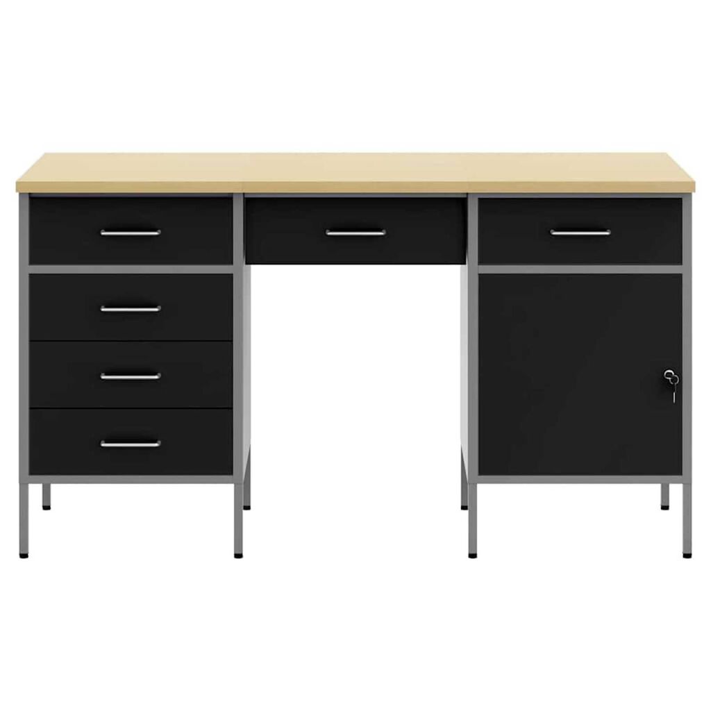 vidaXL Ντουλάπα Εργασίας με συρτάρι 3 pcs Μαύρο 150 x 55 x 85 εκ