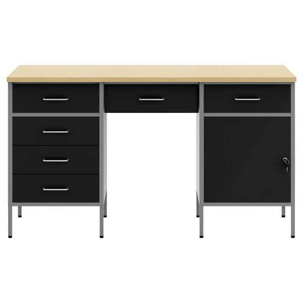 vidaXL Ντουλάπα Εργασίας με συρτάρι 3 pcs Μαύρο 150 x 55 x 85 εκ
