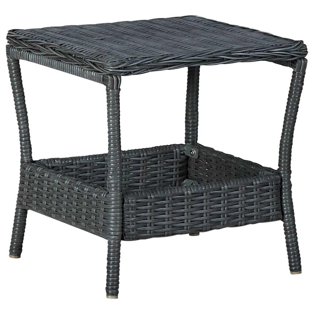 vidaXL Τραπεζάκι Κήπου Σκούρο Γκρι 45 x 45 x 46,5 εκ. Συνθετικό Ρατάν